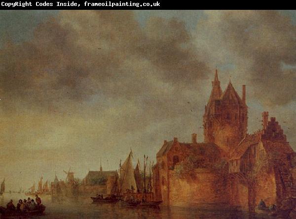 Jan van  Goyen A Castle by a River with Shipping at a Quay